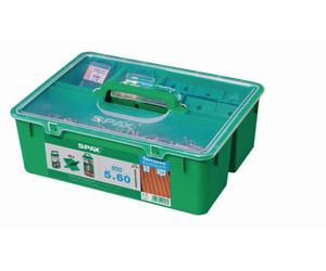 Kit Bois Éxotique SPAX - 5x60 Inox A2 - 850 Vis + 1 Foret + 12 Espaceurs + 5 Embouts - 5000009030009