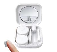 Kit Boîtier à Lentilles de Contact Mini carré compact étanche avec miroir | Kit Étui de pour Lentilles Cornéennes Pour trajet maison bureau w nd école dehors Blanc