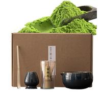 Kit Bol Fouet - Outils à thé en bambou | Kit de 4 pièces pour poudre, support cuillère accessoires vert réel amusant cadeau voyage bureau cuisine utilisateur