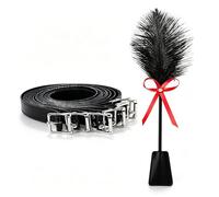 Kit Bondage, 7 Pièces Cordes en Cuir avec 1 Bâton de Plumes