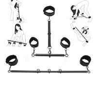 Kit Bondage BDSM Réglable pour Couples - Barre d’Écartement avec Menottes Poignets & Chevilles, Collier et Menottes Ajustables pour Jeux de Rôle Intenses
