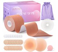 Kit Boob Tape Remonte Sein Adhésif Invisible pour Poitrine | Bande Adhésive Poitrine avec Cache Tétons en Silicone Scotch Sein Poitrine Soutien Gorge Dos Nu Scotch Poitrine Femme