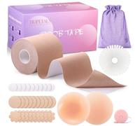 Kit Boob Tape Remonte Sein Adhésif Invisible pour Poitrine | Bande Adhésive Poitrine avec Cache Tétons en Silicone Scotch Sein Poitrine Soutien Gorge Dos Nu Scotch Poitrine Femme