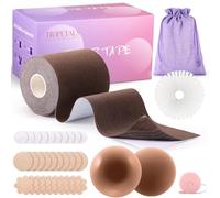 Kit Boob Tape Remonte Sein Adhésif Invisible pour Poitrine | Bande Adhésive Poitrine avec Cache Tétons en Silicone Scotch Sein Poitrine Soutien Gorge Dos Nu Scotch Poitrine Femme
