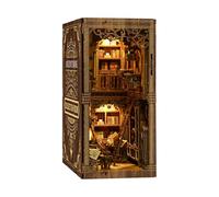 Kit Book Nook DIY Insert pour Étagère À Livres en Bois Puzzle Maison De Poupée Modèle Serre-Livres Décoration D'intérieur Cadeaux pour Les Amis Brown