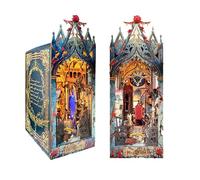 Kit Book Nook DIY Miniature Dollhouse 3D Puzzle Book Nook avec LED Light Model Kit Support décoratif Bookend pour Adultes Creative Booknook Booknook (Moon Light Castle)