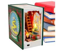 Kit Book Nook - en Bois - - Miniature - Maisons de - en Bois - pour Construire Une bibliothèque - Décoration de Maison Miniature - avec lumière LED - pour la Maison, Le Bureau, Les garçons