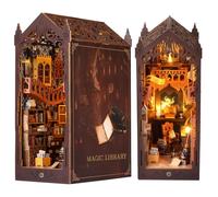 Kit Book Nook - Maison de poupée miniature - Avec lumière pour serre-livres - Puzzle 3D - Station magique - Puzzle en bois - Serre-livres - Décoration pour adolescents et adultes