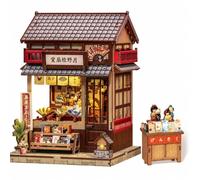 Kit Book Nook - Maquette Boutique Japonaise 3D Bois (Tsukino Eogi-dou) | Maquette de boutique d'éventails japonaise - 224 pièces, lumière LED, cache-poussière. Un diorama culturel pour bibliothèque.