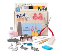 Kit Boucles d’Oreilles en Argile Polymère Pott’d - Kit de Bijoux pour Adultes et Débutants avec Outils, Argile et Finitions Argentées - Cadeau DIY Créatif