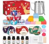 Kit bougie a faire soi meme adulte,Noël Coffret Bougies Parfumées Cadeau,DIY kit bougie maison avec 500 g de cire de soja,6 huiles parfumées,Pot de Fabrication,9 boîtes à bougies,3 moules (Red)