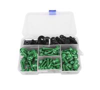 Kit Boulons Moto Compatible Avec Carénage Kit De Boulons Capots Ensemble Hexagone Boulons Écrous Rondelles Batterie Écrou Et Pour Kit De Boulons Casque Vis(Green)