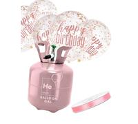 Kit bouteille d'hélium avec 6 ballons transparents à confettis et ruban satin