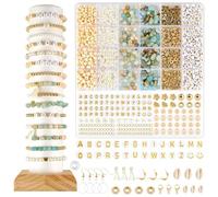 Kit Bracelet, Perles Pour Bracelet, Kit Bijoux Creation Adulte, Comprend Des Perles De l'Alphabet, Des Perles Pour Fabriquer Des Bracelets, Des Boucles d'Oreilles Pour Les Enfants et Les Adultes (A)