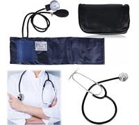 Kit brassard de pression artérielle manuelle et stéthoscope, tensiomètre anéroïde professionnel avec stéthoscope à tête unique, brassard adulte, pompon, sac de transport pour la maison, noir