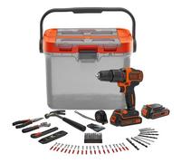BLACK+DECKER Perceuse-visseuse à percussion sans fil BCKSB04 18 V Kit 2x1,5 Ah 60 accessoires
