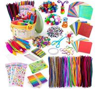 Kit bricolage enfant avec yeux mobiles, pompons pailletés, feutrine, plumes et boîte de rangement - loisirs créatifs 3 ans et plus