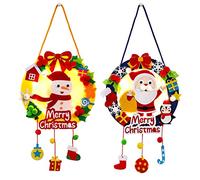 Kit Bricolage Noel Enfant Maternelle, Materiel Bricolage Enfant Creatif, DIY Couronne De Noel A Faire Soi Meme avec Lumineuse LED pour Porte Fenetre Cheminee, Cadeaux Fille Garçon (MC Père Noël)