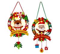 Kit Bricolage Noel Enfant Maternelle, Materiel Bricolage Enfant Creatif, DIY Couronne De Noel A Faire Soi Meme avec Lumineuse LED pour Porte Fenetre Cheminee, Cadeaux Fille Garçon (Renne Père Noël)