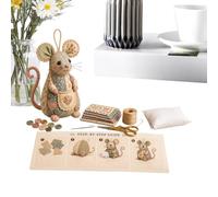 Kit Broderie Animal avec boutons et tissu pour souris décorative maison