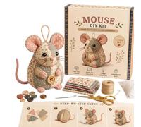 Kit Broderie Animal avec boutons et tissu pour souris décorative maison