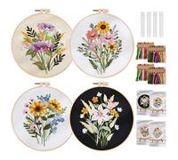 Kit Broderie Débutant: 4 Pièces Pour Démarrage, Point de Croix, Fils à Broder, Cerceaux - Pour Adultes Débutants