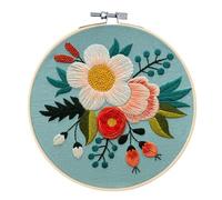 Kit Broderie Debutant Brillant Motif de Fleurs Kit de Démarrage au Point de Croix Kit de Matériel de Bricolage pour Débutants Adultes Avec Cerceau en Plastique de 20CM, Fil, Aiguille, Type 11