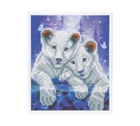 Crystal Art - Kit Broderie Diamant Tigres - Complet, Enfant et Adulte, Cadre métal 21x25 cm
