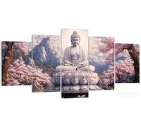 Kit Broderie Diamant Zen Carré 5 Pièces, Paysage Diamond Painting Grand Format 250x125cm, 5D DIY Tableau Multi Panneaux Strass Point de Croix, Loisir Créatif Adulte pour Décoration Murale Salon W5-651