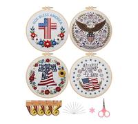 Kit Broderie Independence Day | Aux Couleurs Patriotiques : Rouge, Blanc et Bleu - Kit DIY Du 4 Juillet Avec Fils Et Tambour,Pour La Maison Le Salon La Chambre L'Entrée Les Housses Coussin Les Chemins