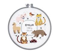 Kit broderie point compté naissance Animaux 25,4 cm