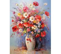 Kit Broderie Point De Croix Fleurs Imprimé Tissu De Grille, Un Bouquet De Fleurs Dans Un Vase 40X50Cm Point De Croix Kit De Broderie 11Ct Diy Œuvres D'Art Faites À La Main Pour Adultes Début