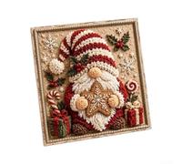 Kit Broderie Punch Noël DIY 22cm Tapisserie(Candy Cookie Dwarf) | Technique punch pour facile, résultat texturé unique, pour idéal débutants, créez motifs festifs rapidement