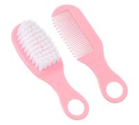 Kit Brosse et Peigne pour Bébé, Massage Doux, Rose, Plastique