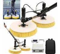 Kit Brosse Nettoyage Pour Panneau Solaire Extérieur Avec Tige Télescopique 3.5-7,5 M,Tuyau D'eau 29 M,Cordon D'alimentation 17 M,Tête Brosse Double Rotative 70 Cm,LithiumBattery-7.5M/24.6FT