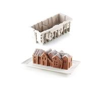 Silikomart - Moule à gâteau en silicone Modern WINTER VILLAGE - antiadhésif 3D, 88×218×80 mm