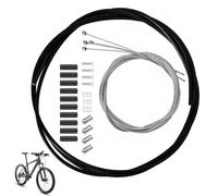 Kit Câble de Dérailleur Vélo avec Gaine 2 m et 4 Câbles Intérieurs - Kit de Remplacement avec 10 Embouts, 4 Embouts de Câble, 3 Joints Toriques et Accessoires de Montage pour VTT, Vélo Route, Trekking