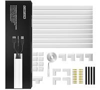 Kit Cable Management - Goulotte Autocollante Passe Cable Mural - Goulotte Electrique Passe Cable - Goulotte Cable TV Mural - Goulotte Cache Cable Blanc - Multipack de 9 pièces (4 mètres)