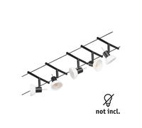 CorDuo Système sur câbles Sheela Kit de base GU5,3 max. 5x10W 230/12V Noir mat#Chrome Noir mat#Chrome G