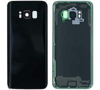 kit Cache-Batterie Compléter avec + adhésif + lentille Compatible pour Samsung Galaxy S8 G950 G950F Rechange Verre arrière Back Rear Coque arrière Autocollant + Objectif caméra (Noir)