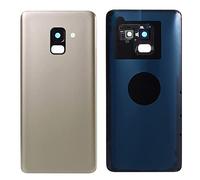 (KIT) Cache batterie + double face + lentille compatible avec Samsung Galaxy A8 (2018) A530 A530F n.1 arrière arrière arrière coque arrière + autocollant + lentille avec cadre (gold)