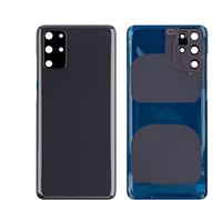 (KIT) Cache batterie + double face + lentille compatible avec Samsung Galaxy S20 PLUS G985F G985 SM-G985F Remplacement verre arrière coque arrière arrière autocollant + lentille avec cadre (gris)