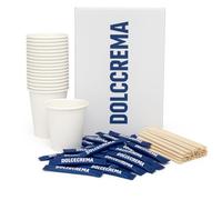 Kit Café Professionnel 600 Pièces - 200 Gobelets Papier 7/9 oz + 200 Touillettes Bois + 200 Sucres Individuels DOLCECREMA- Pack Pause Café Bureau, Entreprise, Événement, Salle d’Attente