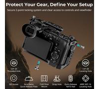 Kit Cage Pour Sony Fx2, Cage À Dégagement Rapide Hawklock Avec Poignée Supérieure, Dragonne Et Serre-Câble Pour Hdmi, Rail Otan/Plaque Qr Intégrée Pour Arca - 5589[Z4090]