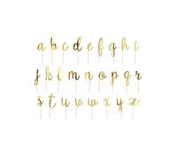 Kit cake toppers en bois lettres dorées métallisées 9,5 - 12 cm - Or