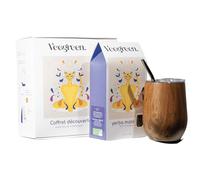 Kit Calebasse & Maté Bio | Tasse isotherme + Paille Bombilla traditionnelle + Couvercle type thermos | Gourde Idéale pour boire le Maté chaud | Double paroi en acier inoxydable (Coffret Dégustation)