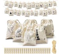 Kit Calendrier De L'avent À Remplir Soi Meme 3 Tailles Avec Pince, 24 Lin Pochette Calendrier De L'avent DIY Reutilisable, Pochon Sac Calendriers De L'avent À Remplir En Tissu, Cadeau Decoration Noel