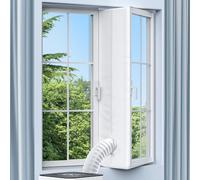 Kit Calfeutrage Climatiseur, Calfeutrage Fenetre Climatiseur Mobile, pour Climatiseurs et Séchoirs Mobiles, pour Fenêtres à Battants, Lucarnes, Aucun Perçage Requis, Facile à Installer, Blanc, 400 cm
