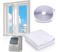 Kit Calfeutrage Climatiseur, Joint Fenêtre, Kit Fenêtre Clim Mobile, Toile nylon monobloc à double sortie zippée pour fenêtres battantes, bande auto-agrippante incluse, pose sans perçage