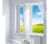 Kit Calfeutrage Climatiseur Mobile Porte Fenetre 400 cm, pour Climatiseurs, Sèche-linge et Déshumidificateurs Tuyau évacuation Calfeutrage Fermeture éclair, étanche, Facile a Installer (Blanc)